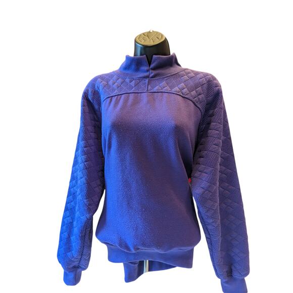 Vintage Gitano Sweatshirt Women Medium/Large Purple Quilted Pullover Mock Neck - Picture 8 of 13